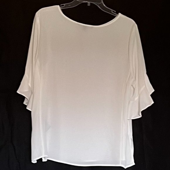 Zac & Rachel Petite Milk White  ¾ Length Sleeve Semi-Opaque Top Size PL - Picture 2 of 5